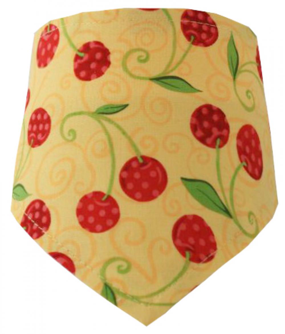 Halstuch für Hunde gelb mit roten Kirschen
