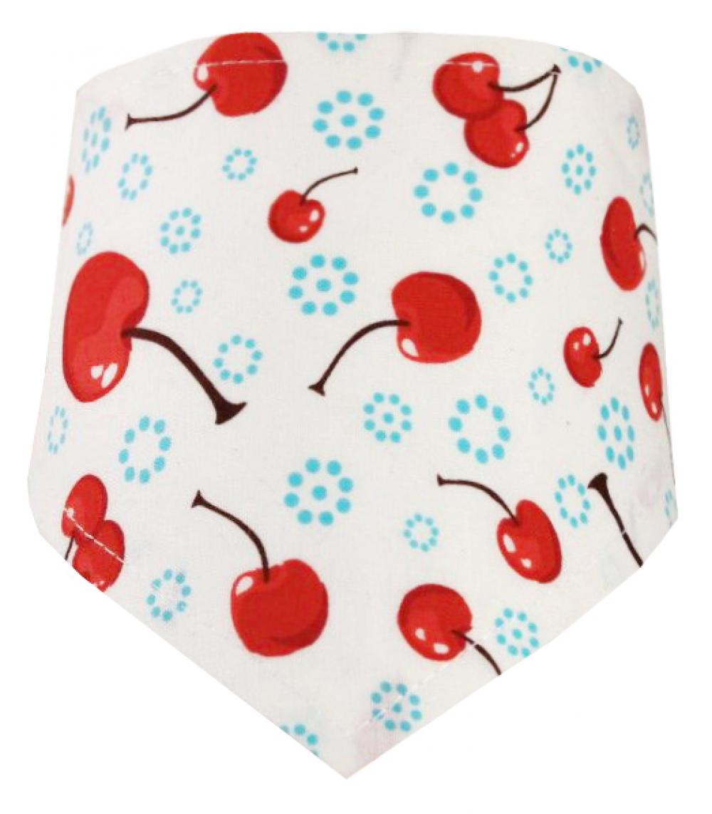 Halstuch für Hunde rote Kirschen auf weiß