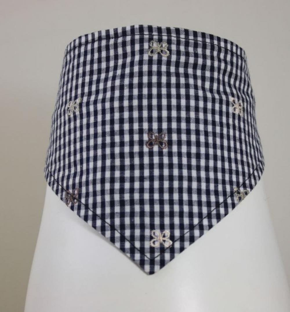 Hundehalstuch Schwarz Weiss Kariert Stickerei